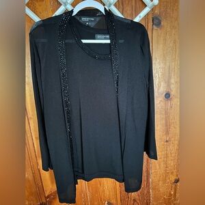 2/$25: Jones New York Black Women's Blouse with Sequin Trim